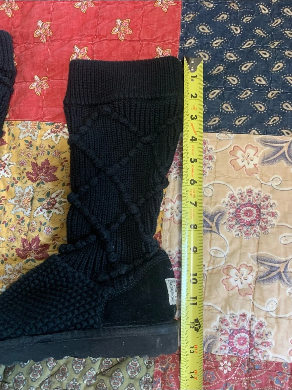 UGG 5879 Classic Argyle Knit Black Boot Size 7